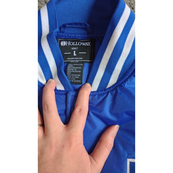 Vintage Mississippi State Bulldogs Bomber Jacket Blue Sz L Holloway Baseball - Picture 2 of 4